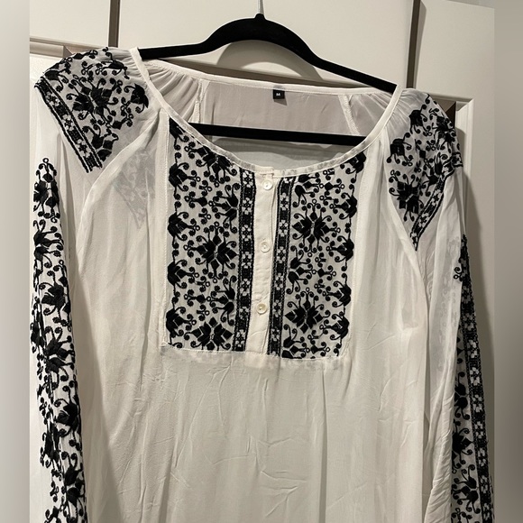 White tunic Kurti punjabi Pakistani suit dress top threading embroidered - Picture 5 of 5